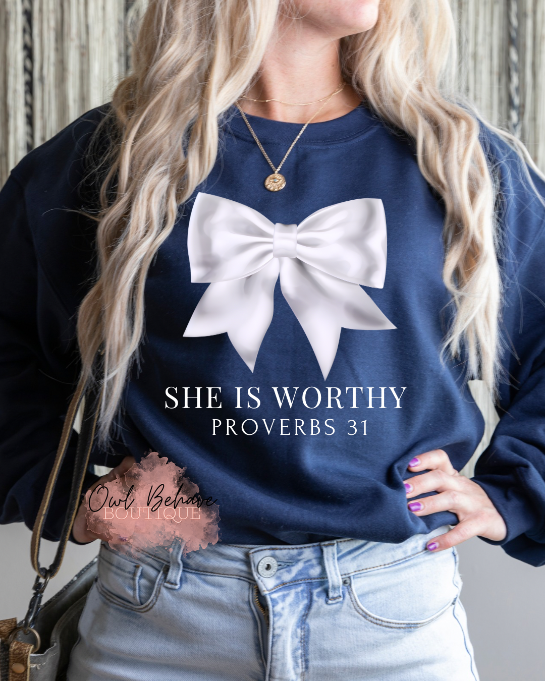 She Is Worthy Crewneck Sweatshirt